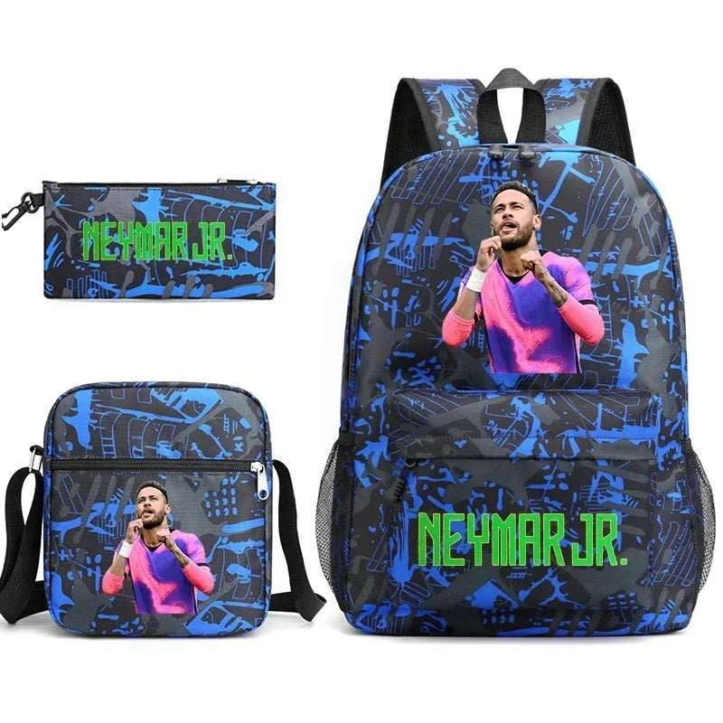 Neymar Avatar print student school bag set casual backpack pencil bag shoulder bag 3 - piece set - AMIR BAGS INDIA PRIVATE LIMITED
