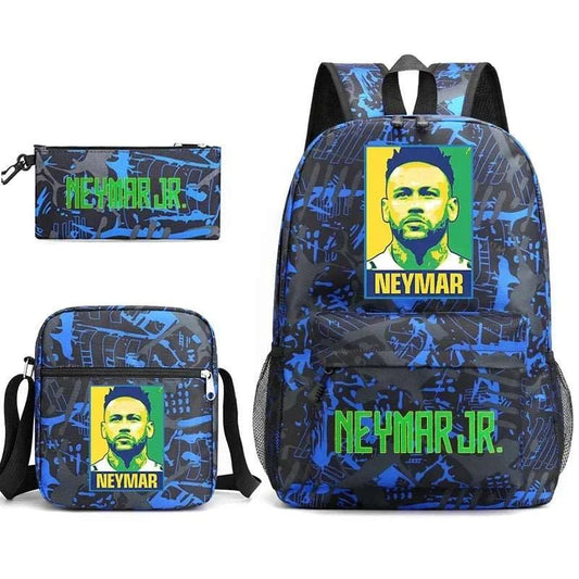 Neymar Avatar print student school bag set casual backpack pencil bag shoulder bag 3 - piece set - AMIR BAGS INDIA PRIVATE LIMITED