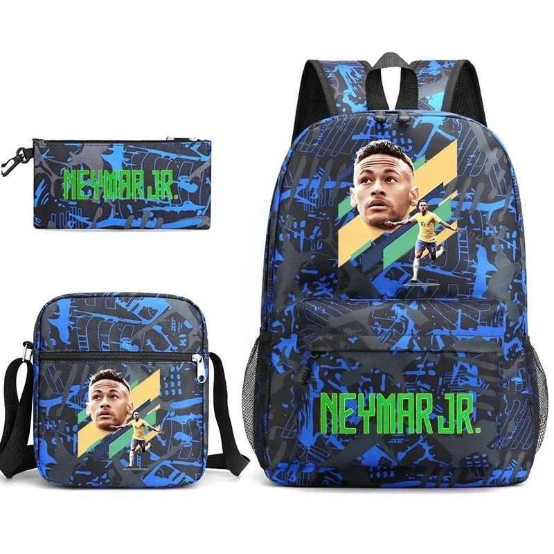 Neymar Avatar print student school bag set casual backpack pencil bag shoulder bag 3 - piece set - AMIR BAGS INDIA PRIVATE LIMITED