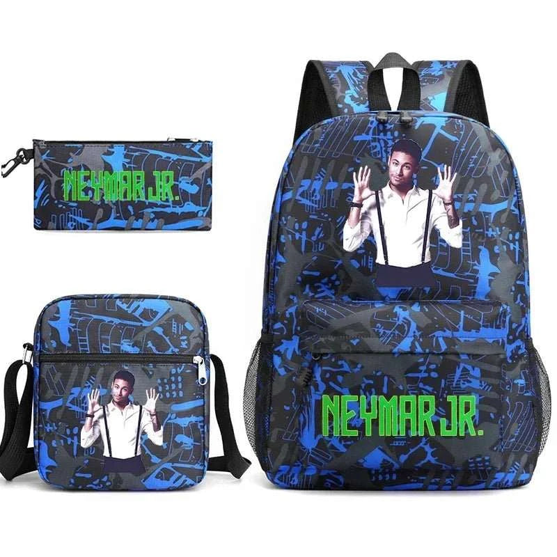 Neymar Avatar print student school bag set casual backpack pencil bag shoulder bag 3 - piece set - AMIR BAGS INDIA PRIVATE LIMITED