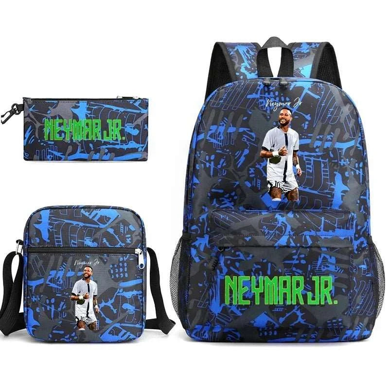 Neymar Avatar print student school bag set casual backpack pencil bag shoulder bag 3 - piece set - AMIR BAGS INDIA PRIVATE LIMITED
