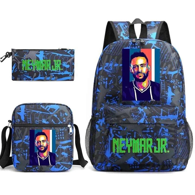 Neymar Avatar print student school bag set casual backpack pencil bag shoulder bag 3 - piece set - AMIR BAGS INDIA PRIVATE LIMITED