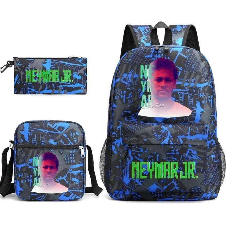 Neymar Avatar print student school bag set casual backpack pencil bag shoulder bag 3 - piece set - AMIR BAGS INDIA PRIVATE LIMITED