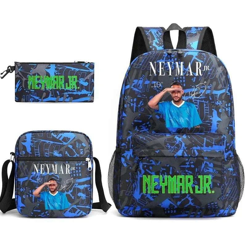 Neymar Avatar print student school bag set casual backpack pencil bag shoulder bag 3 - piece set - AMIR BAGS INDIA PRIVATE LIMITED