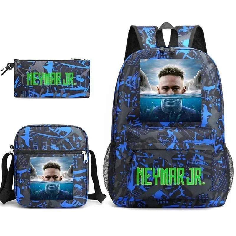 Neymar Avatar print student school bag set casual backpack pencil bag shoulder bag 3 - piece set - AMIR BAGS INDIA PRIVATE LIMITED