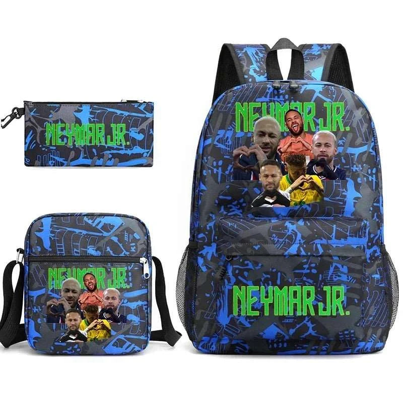 Neymar Avatar print student school bag set casual backpack pencil bag shoulder bag 3 - piece set - AMIR BAGS INDIA PRIVATE LIMITED