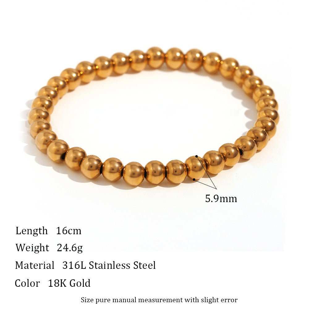 Niche Vintage Stainless Steel Plated 18K Elastic Bead Bracelet - AMIR BAGS INDIA PRIVATE LIMITED