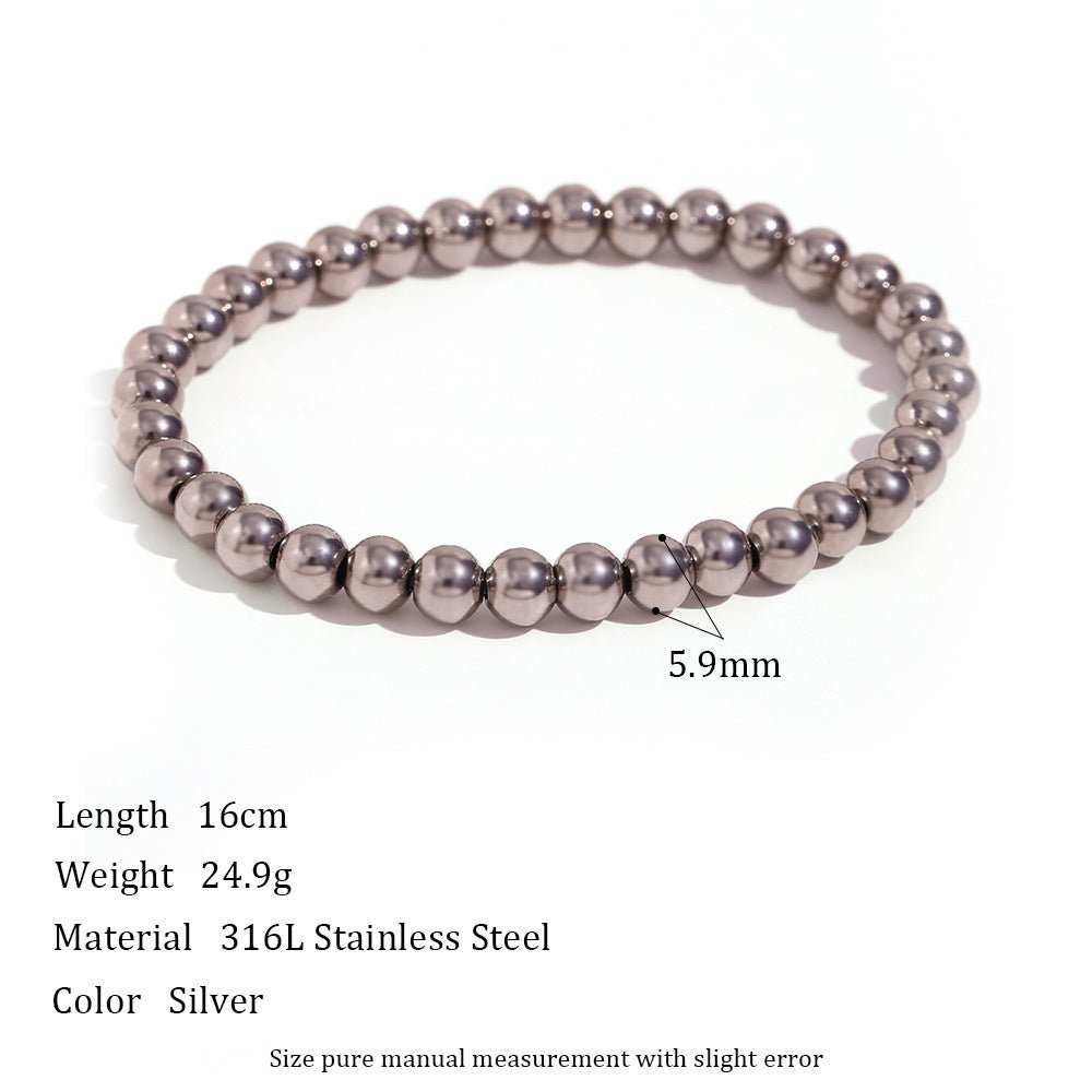 Niche Vintage Stainless Steel Plated 18K Elastic Bead Bracelet - AMIR BAGS INDIA PRIVATE LIMITED