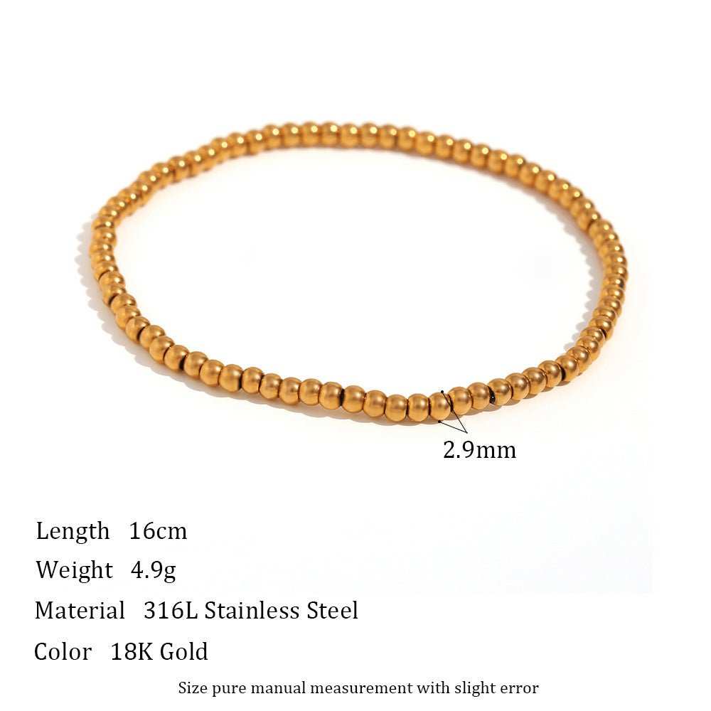 Niche Vintage Stainless Steel Plated 18K Elastic Bead Bracelet - AMIR BAGS INDIA PRIVATE LIMITED