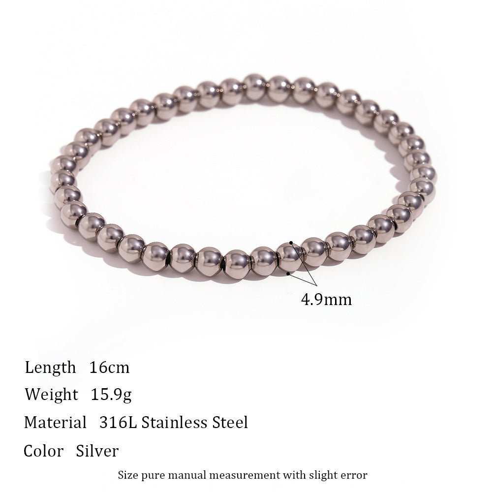 Niche Vintage Stainless Steel Plated 18K Elastic Bead Bracelet - AMIR BAGS INDIA PRIVATE LIMITED
