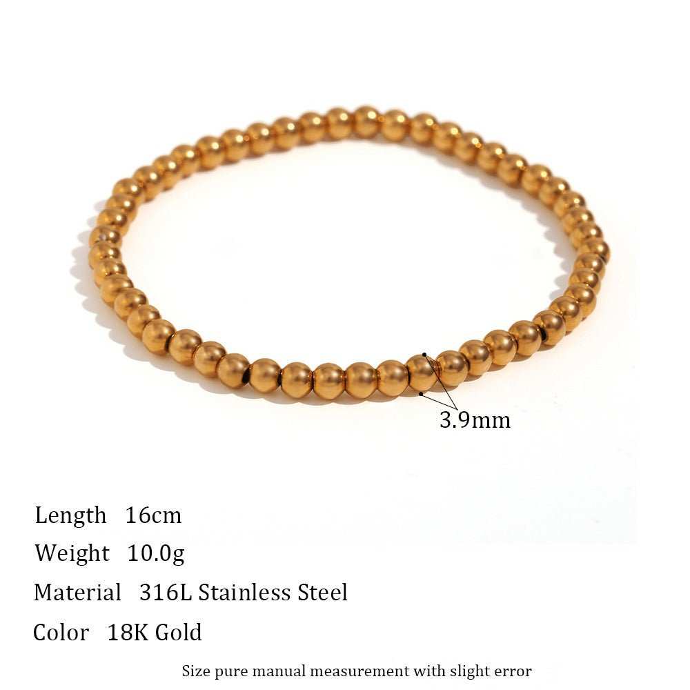 Niche Vintage Stainless Steel Plated 18K Elastic Bead Bracelet - AMIR BAGS INDIA PRIVATE LIMITED