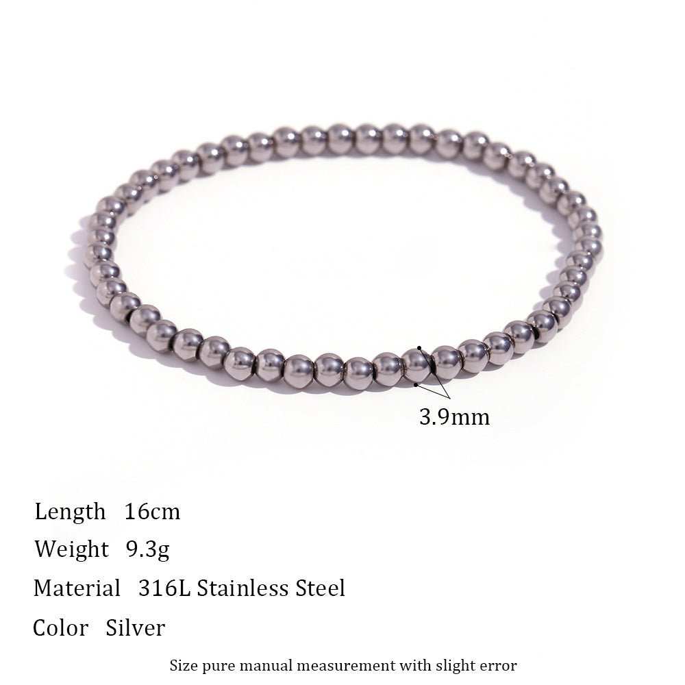 Niche Vintage Stainless Steel Plated 18K Elastic Bead Bracelet - AMIR BAGS INDIA PRIVATE LIMITED