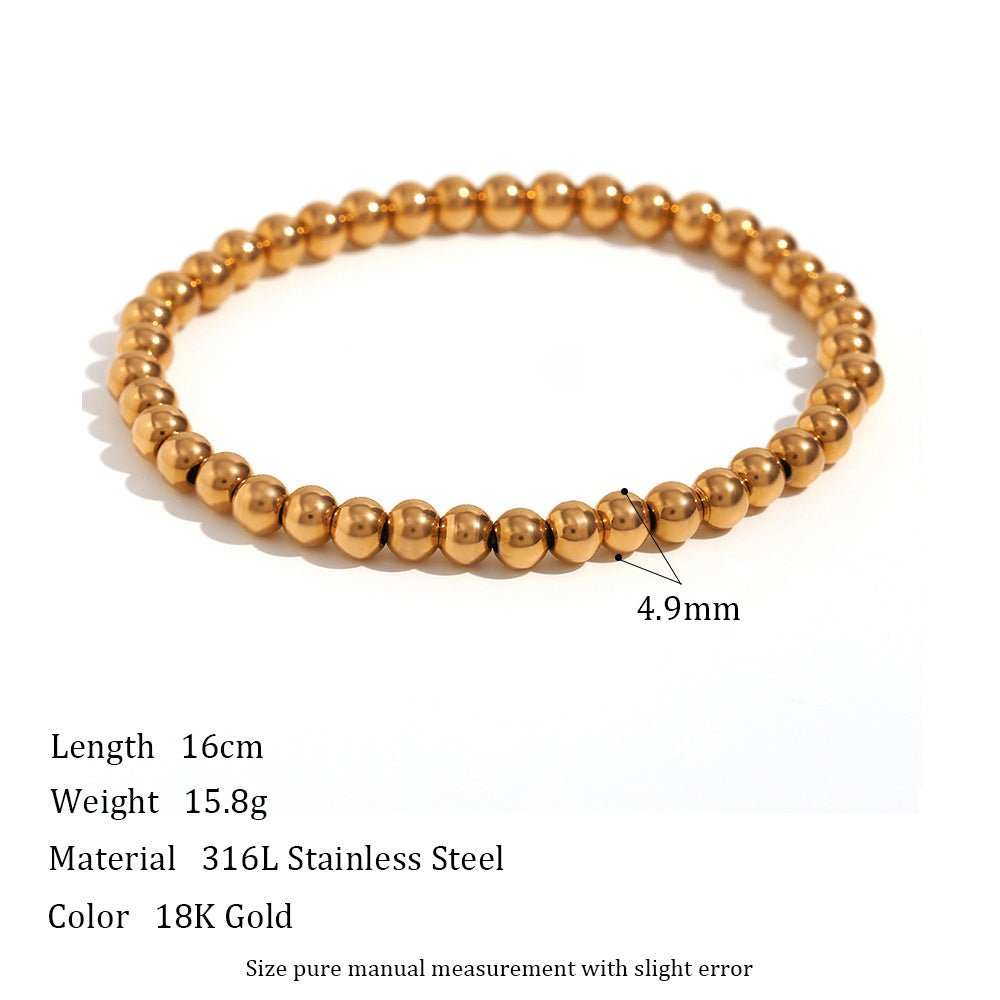 Niche Vintage Stainless Steel Plated 18K Elastic Bead Bracelet - AMIR BAGS INDIA PRIVATE LIMITED