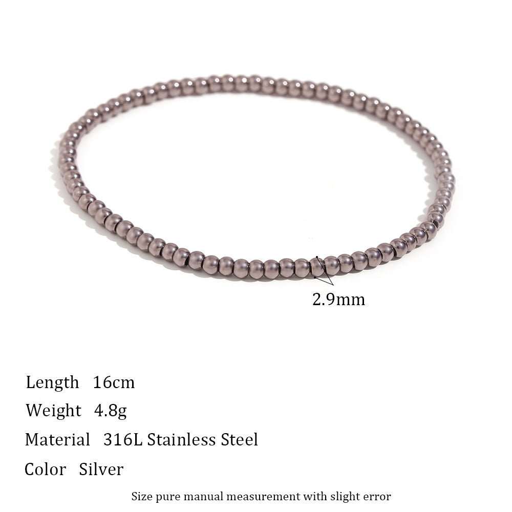 Niche Vintage Stainless Steel Plated 18K Elastic Bead Bracelet - AMIR BAGS INDIA PRIVATE LIMITED