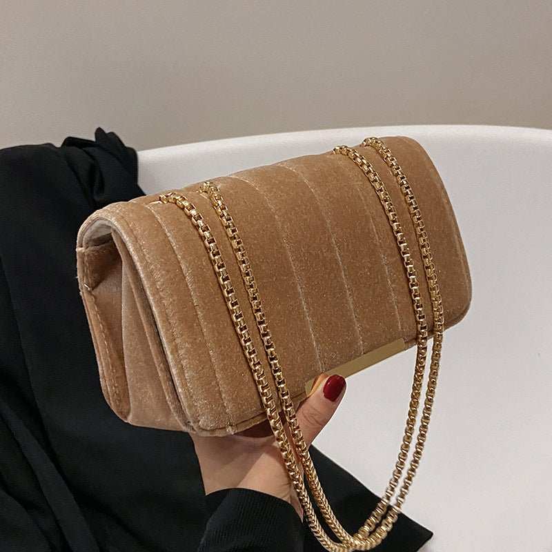 One Shoulder Velvet Chain Crossbody Bag - AMIR BAGS INDIA PRIVATE LIMITED