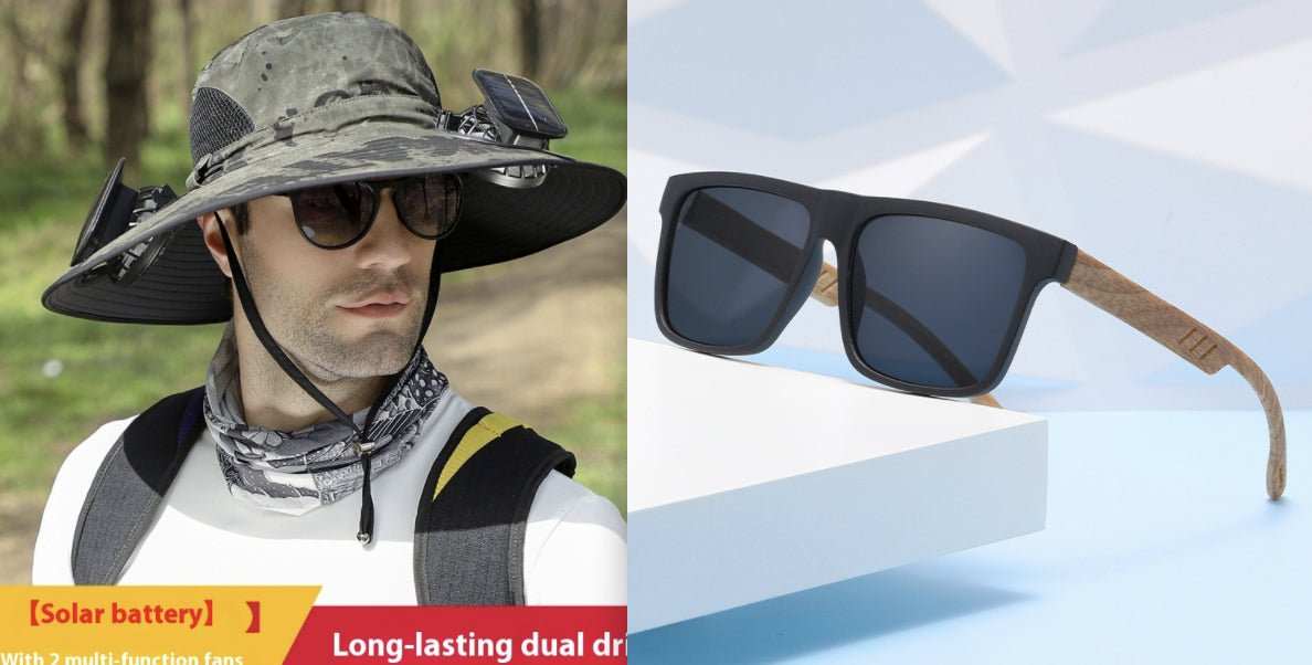 Outdoor Wide Brim Sun Hat With Solar Fan Wide Brim Solar Fan Outdoor Fishing Hat Solar USB Charging Solar Powered Hat Adjustable - AMIR BAGS INDIA PRIVATE LIMITED