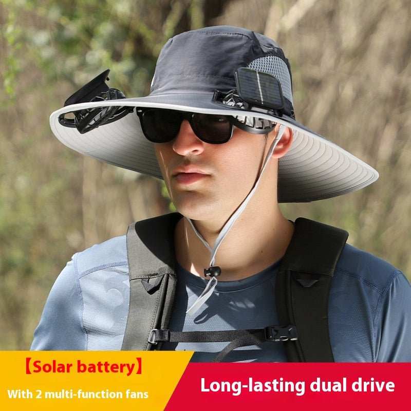 Outdoor Wide Brim Sun Hat With Solar Fan Wide Brim Solar Fan Outdoor Fishing Hat Solar USB Charging Solar Powered Hat Adjustable - AMIR BAGS INDIA PRIVATE LIMITED