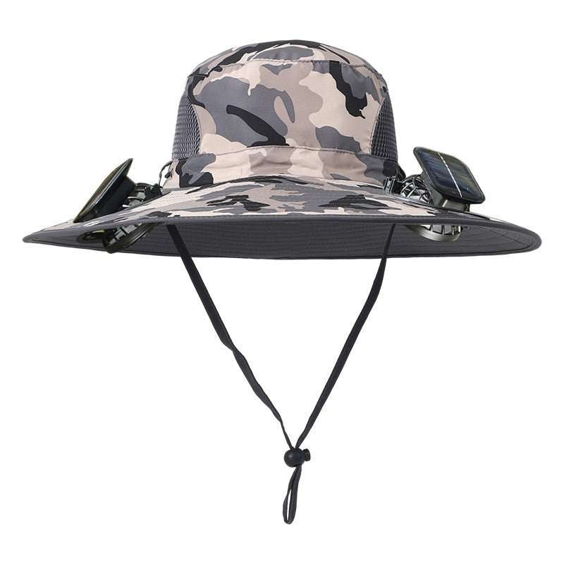 Outdoor Wide Brim Sun Hat With Solar Fan Wide Brim Solar Fan Outdoor Fishing Hat Solar USB Charging Solar Powered Hat Adjustable - AMIR BAGS INDIA PRIVATE LIMITED