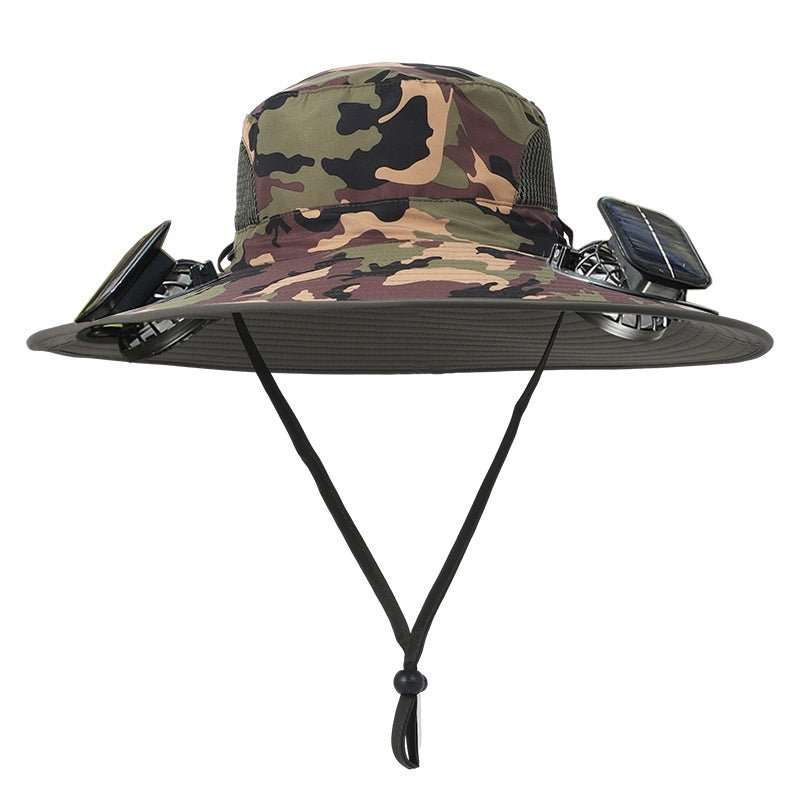 Outdoor Wide Brim Sun Hat With Solar Fan Wide Brim Solar Fan Outdoor Fishing Hat Solar USB Charging Solar Powered Hat Adjustable - AMIR BAGS INDIA PRIVATE LIMITED