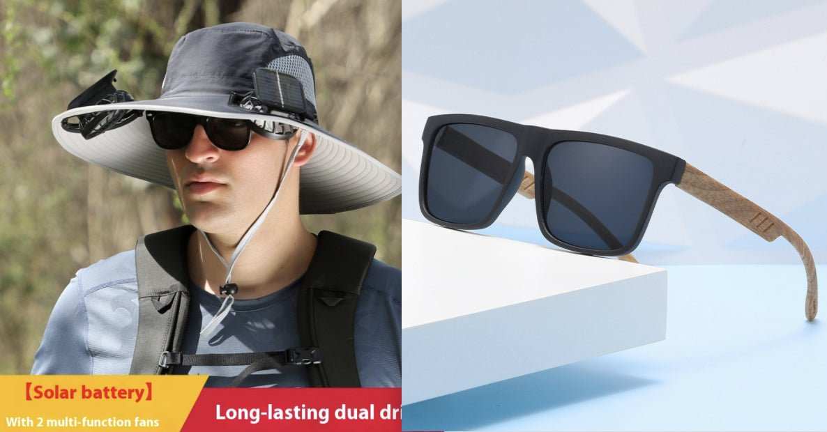 Outdoor Wide Brim Sun Hat With Solar Fan Wide Brim Solar Fan Outdoor Fishing Hat Solar USB Charging Solar Powered Hat Adjustable - AMIR BAGS INDIA PRIVATE LIMITED