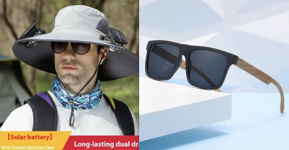 Outdoor Wide Brim Sun Hat With Solar Fan Wide Brim Solar Fan Outdoor Fishing Hat Solar USB Charging Solar Powered Hat Adjustable - AMIR BAGS INDIA PRIVATE LIMITED