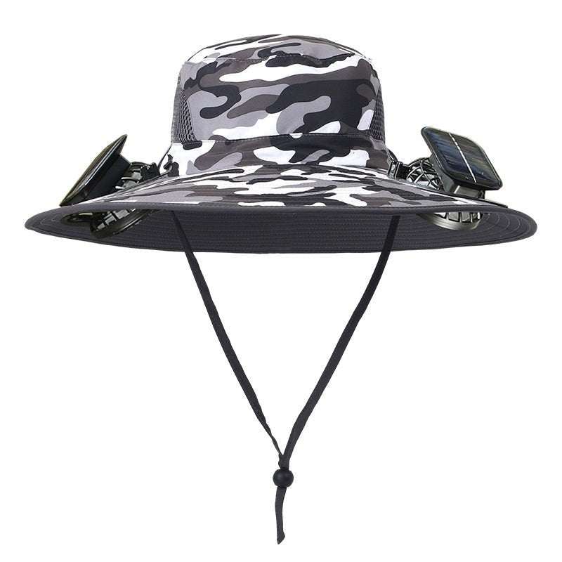 Outdoor Wide Brim Sun Hat With Solar Fan Wide Brim Solar Fan Outdoor Fishing Hat Solar USB Charging Solar Powered Hat Adjustable - AMIR BAGS INDIA PRIVATE LIMITED