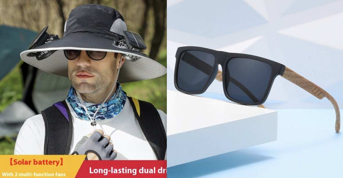 Outdoor Wide Brim Sun Hat With Solar Fan Wide Brim Solar Fan Outdoor Fishing Hat Solar USB Charging Solar Powered Hat Adjustable - AMIR BAGS INDIA PRIVATE LIMITED