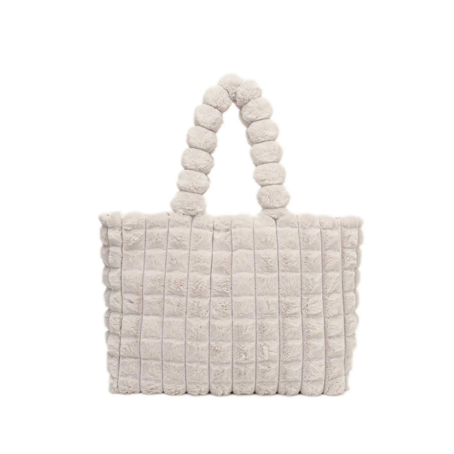 Plaid Handbags Winter Fashion High Capacity Shopping Plush Bag Korean Style Personalized Designer Luxury Tote Bags For Women - AMIR BAGS INDIA PRIVATE LIMITED