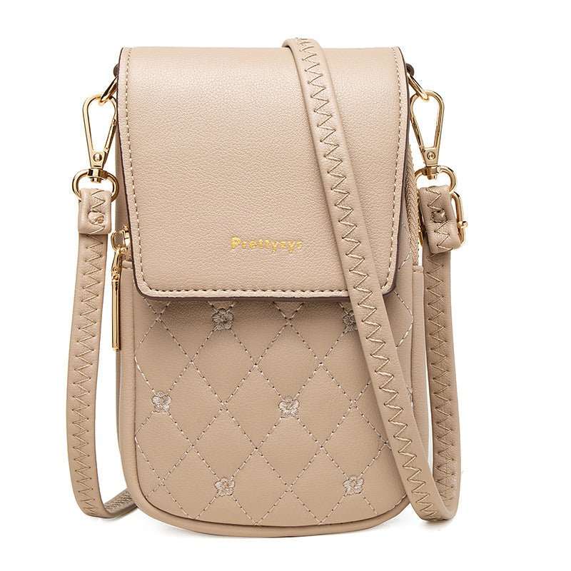 Plaid Sewing Design Mobile Phone Bags For Women Simple Buckle Multifunctional Crossbody Shoulder Bag - AMIR BAGS INDIA PRIVATE LIMITED