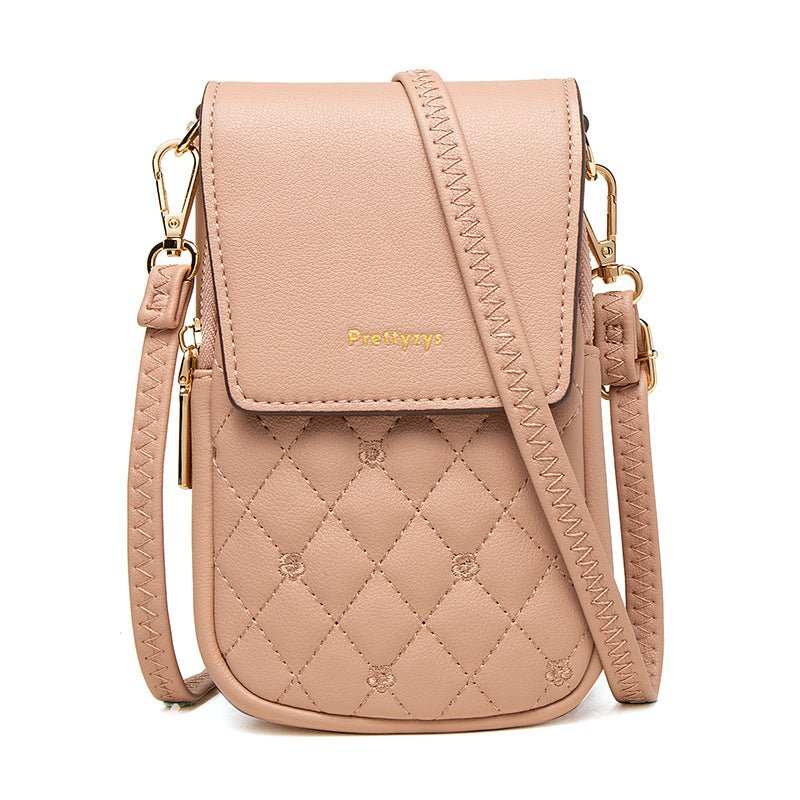 Plaid Sewing Design Mobile Phone Bags For Women Simple Buckle Multifunctional Crossbody Shoulder Bag - AMIR BAGS INDIA PRIVATE LIMITED