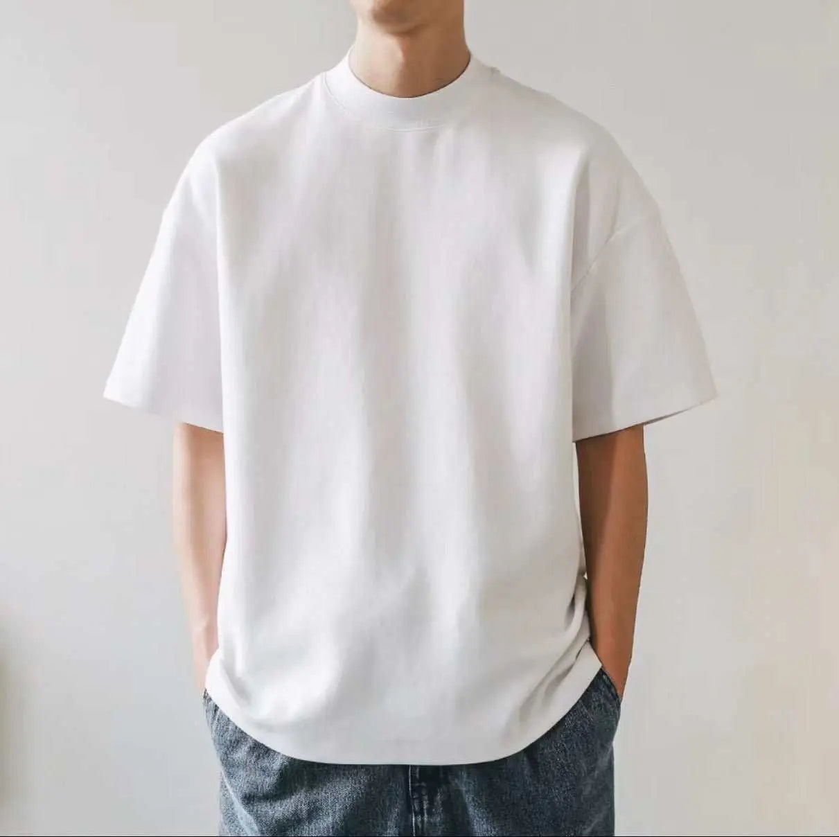 Plus Size Cotton Men's Blank T-Shirt White Oversized Retro Solid Color T-Shirt Large Size Men's Women's Fashion Short Sleeve Men's T-Shirt - AMIR BAGS INDIA PRIVATE LIMITED