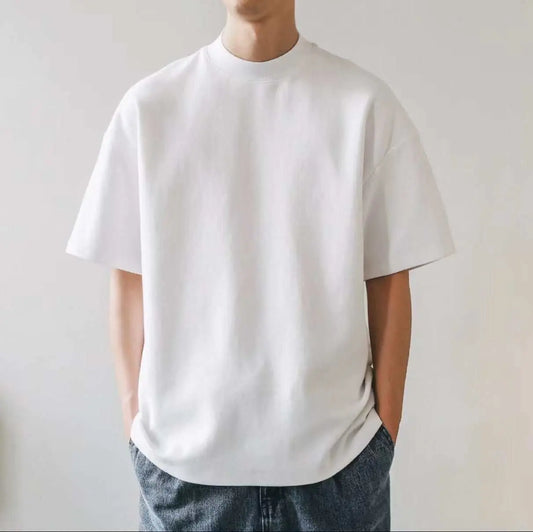 Plus Size Cotton Men's Blank T-Shirt White Oversized Retro Solid Color T-Shirt Large Size Men's Women's Fashion Short Sleeve Men's T-Shirt - AMIR BAGS INDIA PRIVATE LIMITED