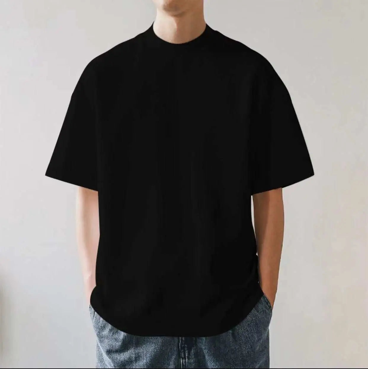 Plus Size Cotton Men's Blank T-Shirt White Oversized Retro Solid Color T-Shirt Large Size Men's Women's Fashion Short Sleeve Men's T-Shirt - AMIR BAGS INDIA PRIVATE LIMITED