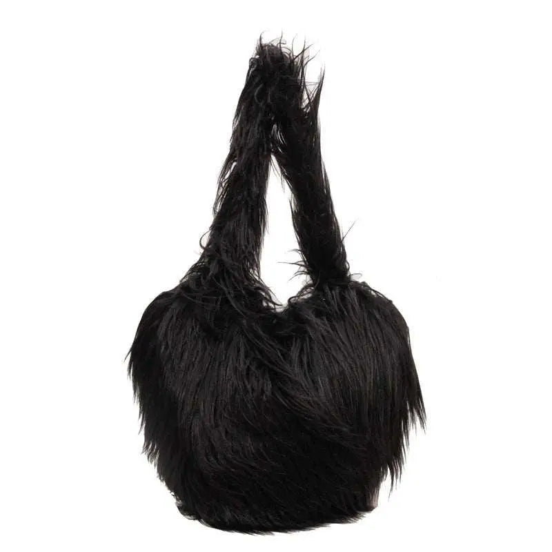 Plush Armpit Shoulder Bags Winter Large Capacity Personalized Heart Bag Women's Luxury Handbags High Quality Valentine's Day Gift - AMIR BAGS INDIA PRIVATE LIMITED