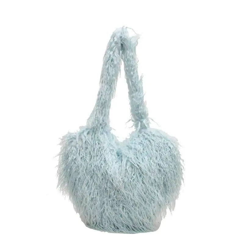 Plush Armpit Shoulder Bags Winter Large Capacity Personalized Heart Bag Women's Luxury Handbags High Quality Valentine's Day Gift - AMIR BAGS INDIA PRIVATE LIMITED