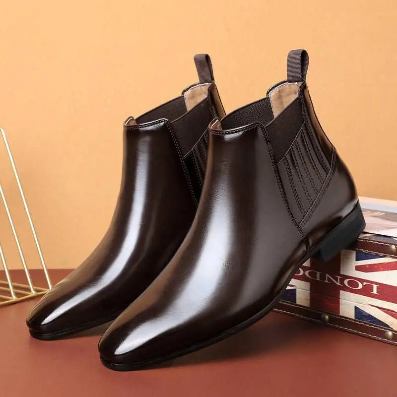 Pointed Toe Chelsea-style Boots For Men Fashion British Style Square HOverview:Unique design, stylish and beautiful.Good material, comfortable wear.A variety of colors, any choice.Product information:Pattern: solid color Lining materiaDropshipmanAMIR BAGS INDIA PRIVATE LIMITEDnull