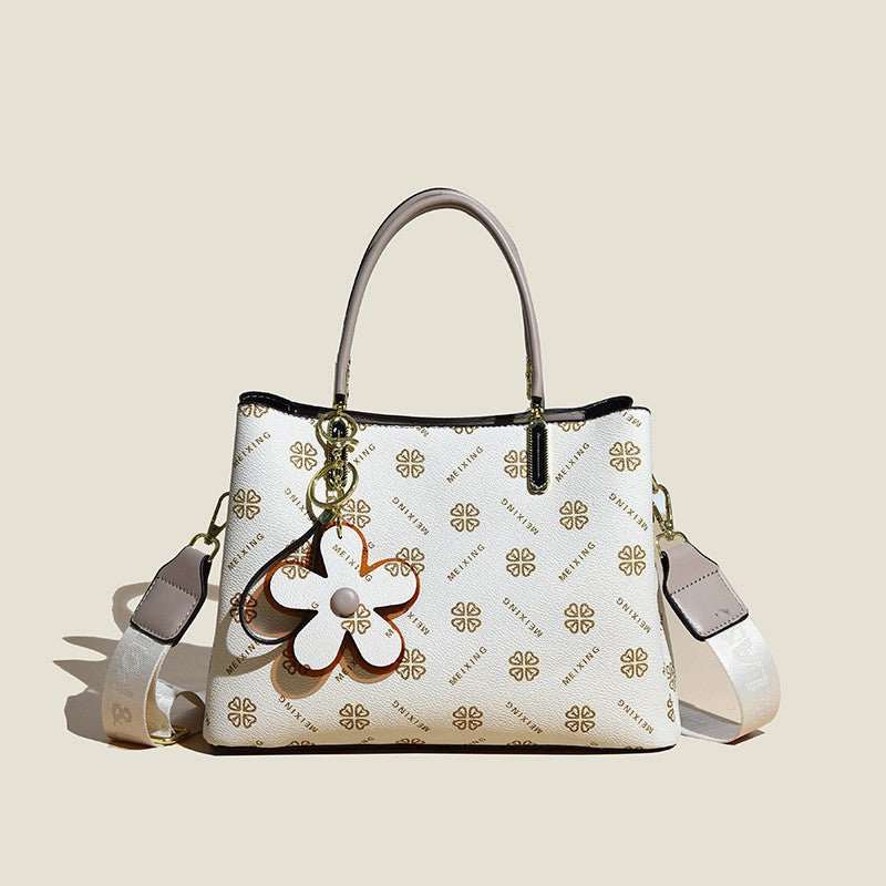 Printed Tote Bag With Flower Pendant New Temperament Shoulder Bag For Women Fashion Large - capacity Crossbody Bag - AMIR BAGS INDIA PRIVATE LIMITED