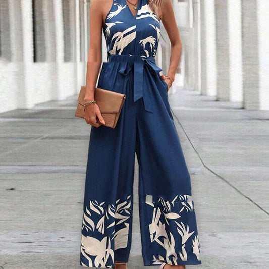 Printing Series Belt Halter Backless Jumpsuit For Women - AMIR BAGS INDIA PRIVATE LIMITED