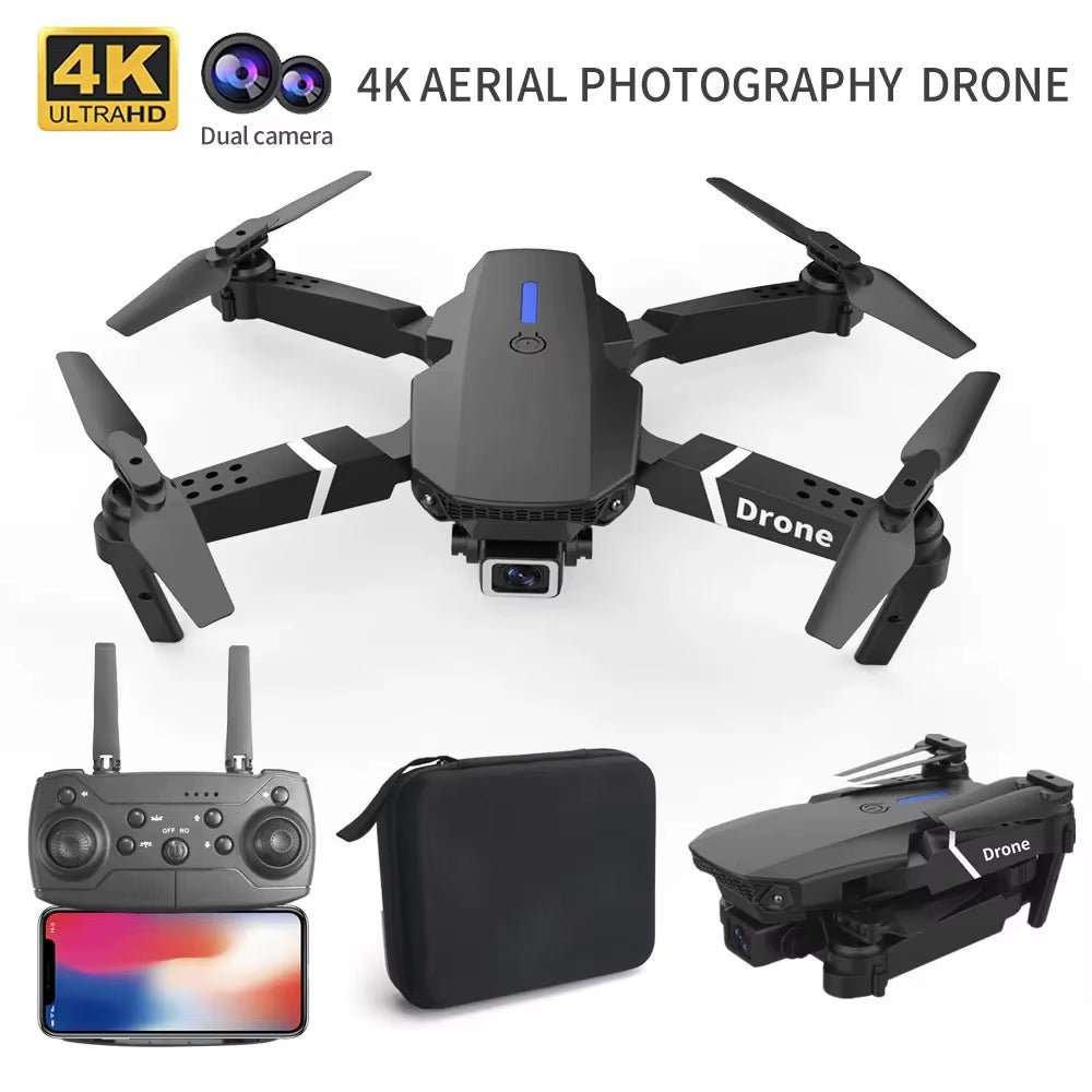 Professional Drone E88 4K Wide - Angle HD 1080P Camera Wifi FPV Height Hold Foldable RC Drone Quadrotor Helicopter Children'S Toys - AMIR BAGS INDIA PRIVATE LIMITED