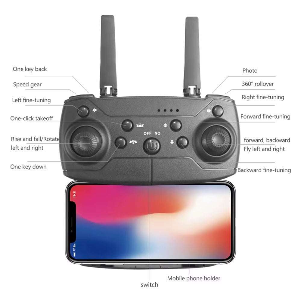 Professional Drone E88 4K Wide - Angle HD 1080P Camera Wifi FPV Height Hold Foldable RC Drone Quadrotor Helicopter Children'S Toys - AMIR BAGS INDIA PRIVATE LIMITED