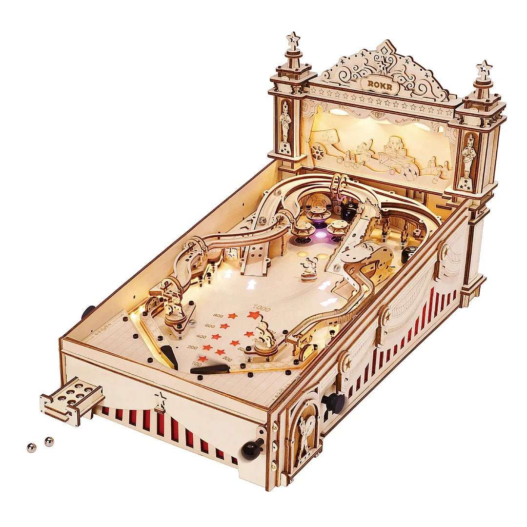 Robotime ROKR DIY Pinball Machine 3D Wooden Puzzle Amusing Table Game EG01 - AMIR BAGS INDIA PRIVATE LIMITED
