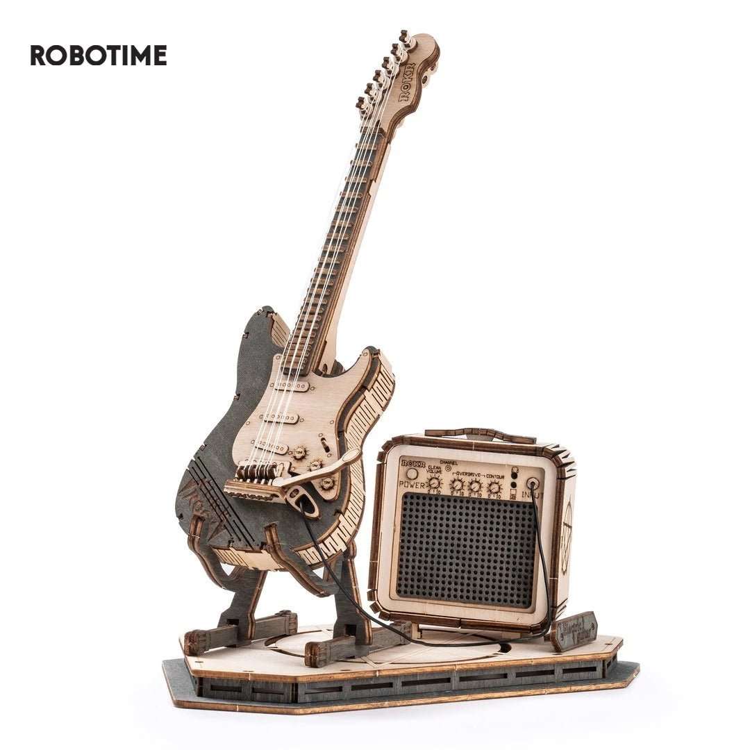 Robotime Rokr Electric Guitar Model Gift For Kids Assembly Creative Toys Building Block Set 3D Wooden Puzzle TG605K - AMIR BAGS INDIA PRIVATE LIMITED