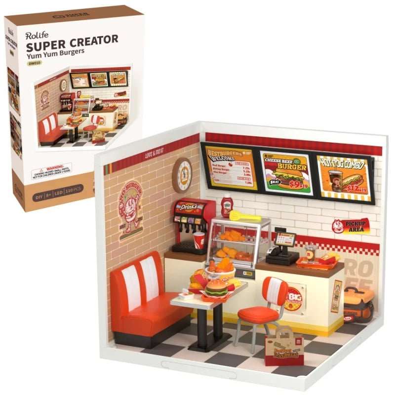 Robotime Rolife Super Creator Daily Plastic DIY Miniature House Cafe Energy Supply Store Building Block Sets English Version - AMIR BAGS INDIA PRIVATE LIMITED