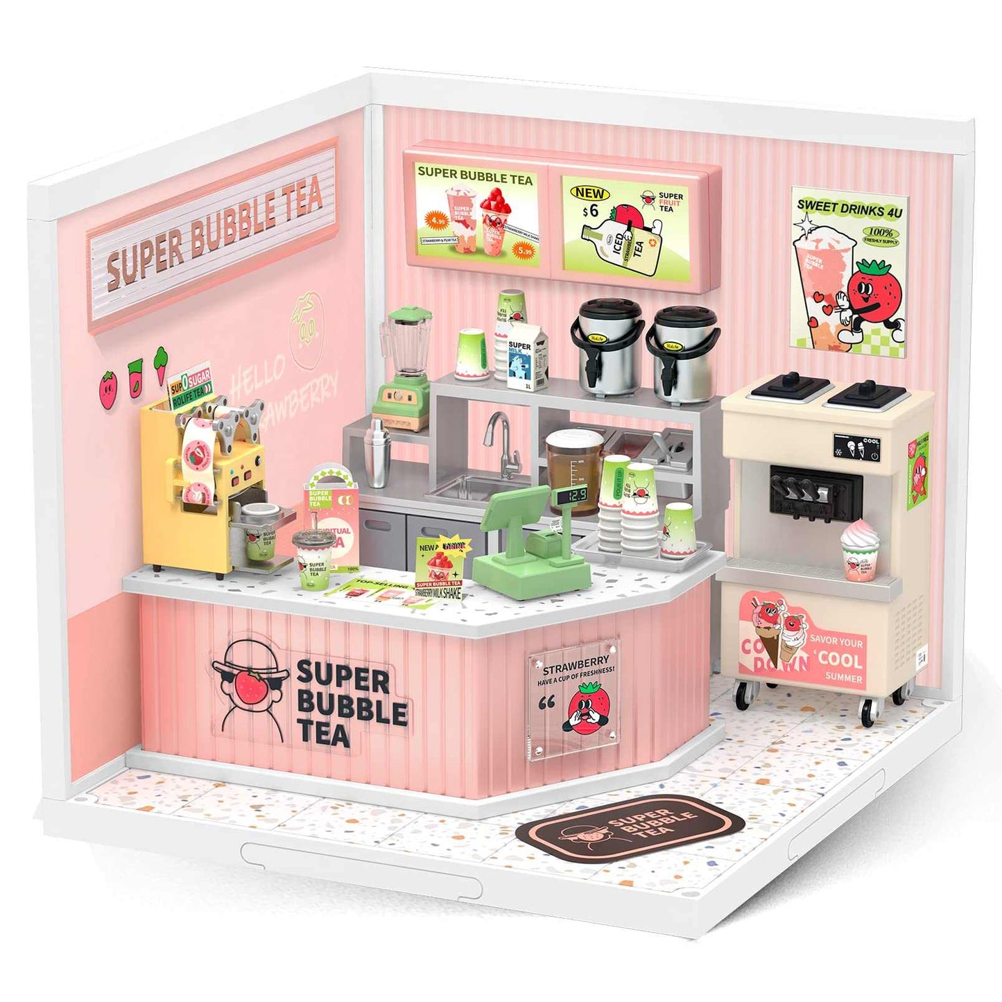 Robotime Rolife Super Creator Daily Plastic DIY Miniature House Cafe Energy Supply Store Building Block Sets English Version - AMIR BAGS INDIA PRIVATE LIMITED