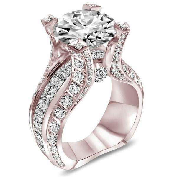 Rose Gold Electroplated Oval Shaped Zircon Engagement Ring - AMIR BAGS INDIA PRIVATE LIMITED