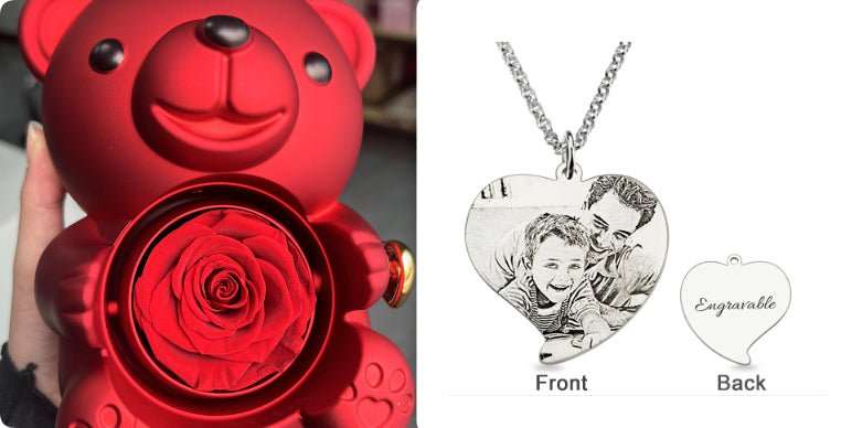 Rotating Bear Gift Box Rose Jewelry Box - AMIR BAGS INDIA PRIVATE LIMITED