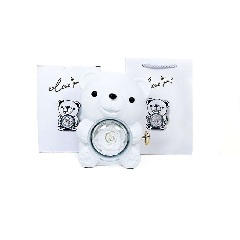 Rotating Bear Gift Box Rose Jewelry Box - AMIR BAGS INDIA PRIVATE LIMITED