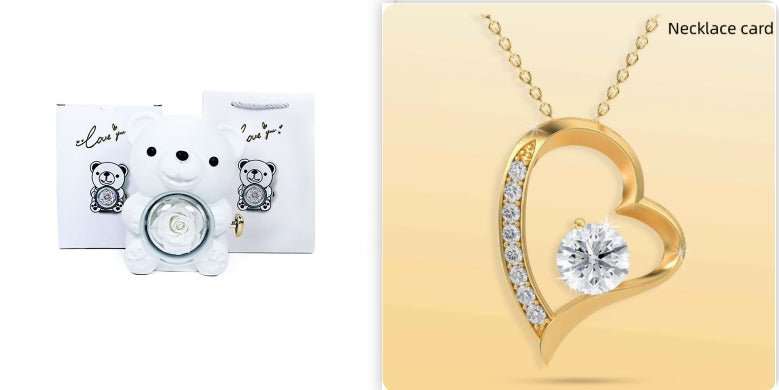 Rotating Bear Gift Box Rose Jewelry Box - AMIR BAGS INDIA PRIVATE LIMITED