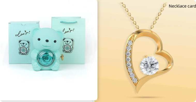 Rotating Bear Gift Box Rose Jewelry Box - AMIR BAGS INDIA PRIVATE LIMITED