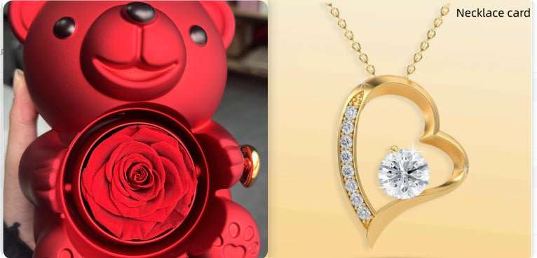 Rotating Bear Gift Box Rose Jewelry Box - AMIR BAGS INDIA PRIVATE LIMITED